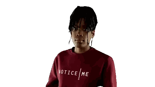Woman Wearing Notice Me Sweater Sticker