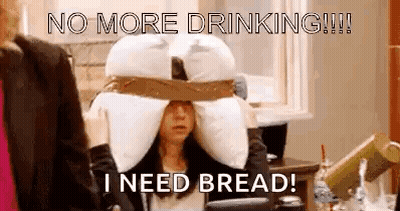 Woman Wearing Pillow Saying No More Drinking GIF