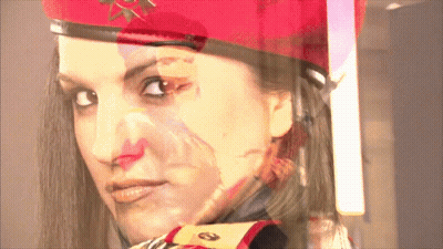 Woman Wearing Red Beret With Gold Star GIF