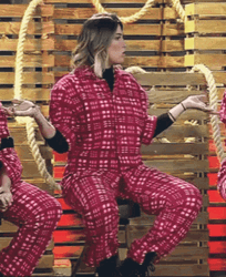 Woman Wearing Red Checkered Pajama GIF