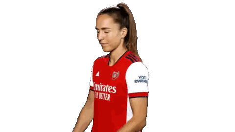 Woman Wearing Red Emirates Soccer Jersey Sticker