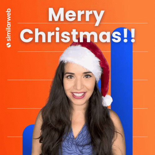 Woman Wearing Santa Hat Merry Christmas GIF