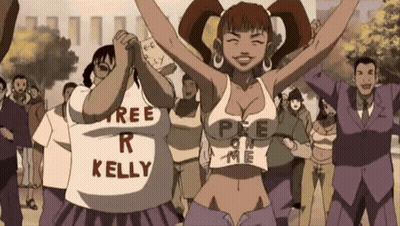 Woman Wearing Shirt That Says R Kelly GIF