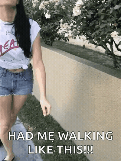 Woman Wearing Shorts And Yeah T-Shirt GIF