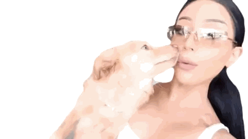 Woman Wearing Sunglasses Kissing Dog Sticker