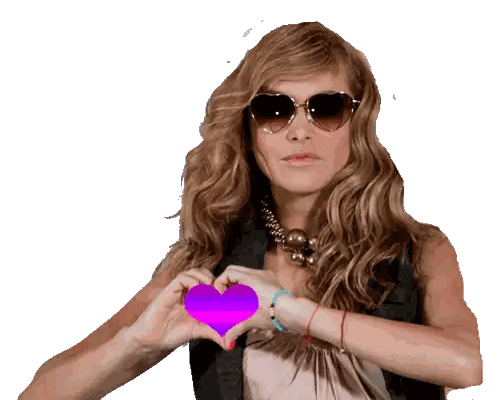 Woman Wearing Sunglasses Making Heart Sticker