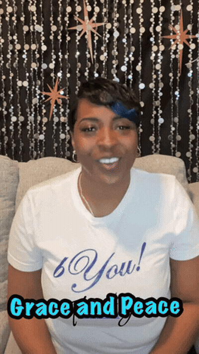 Woman Wearing T-Shirt Saying You Grace And Peace GIF