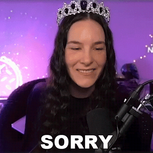Woman Wearing Tiara At Microphone Saying Sorry GIF