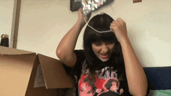 Woman Wearing Tin Hat GIF