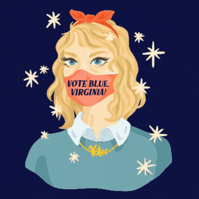 Woman Wearing Vote Blue Virginia Mask GIF