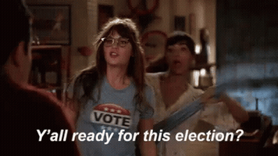 Woman Wearing Vote T-Shirt Talking GIF