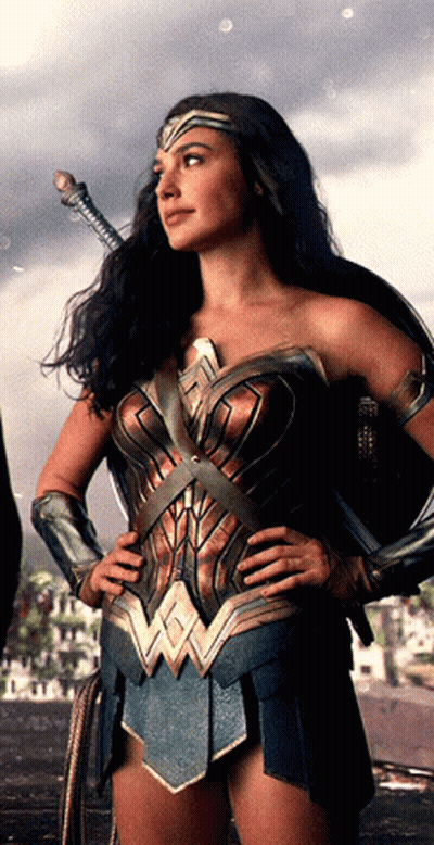 Woman Wearing Wonder Woman Headpiece GIF