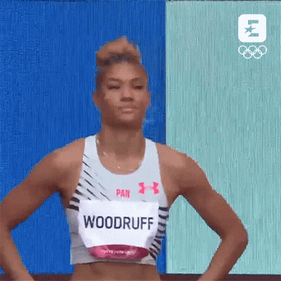 Woman Wearing Woodruff Name Tag GIF