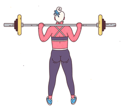 Woman Weightlifting Squats Illustration GIF