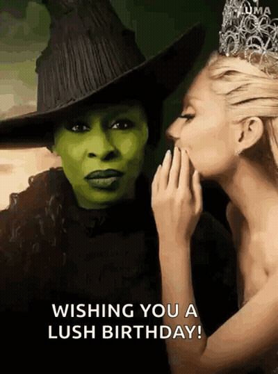 Woman Whispering Lush Birthday To Witch GIF