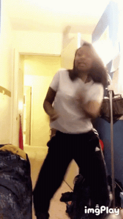 Woman White Shirt Black Pants Dancing Imgplay GIF