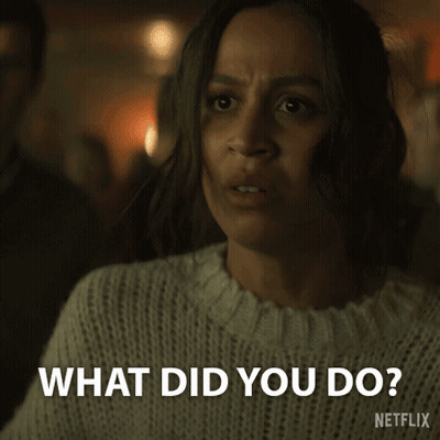 Woman White Sweater Says What Did You Do GIF