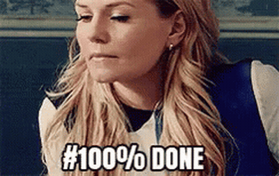 Woman With 100 Percent Done Face GIF