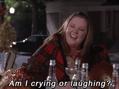 Woman With Alcohol Bottles Saying Am I Crying Or Laughing GIF
