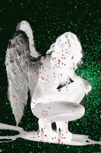 Woman With Angel Wings On Dark Background GIF