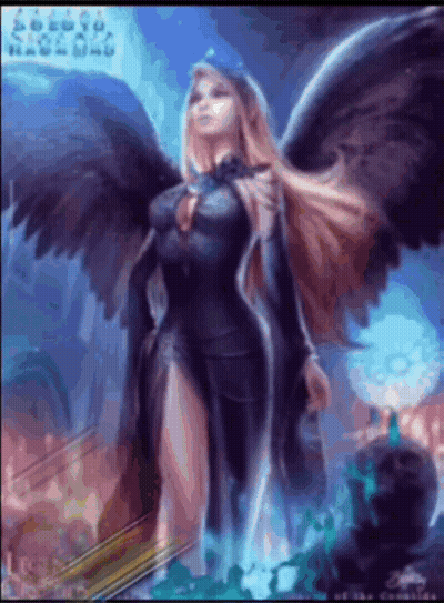 Woman With Angel Wings Sign Saying A GIF