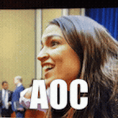 Woman With AOC Text GIF