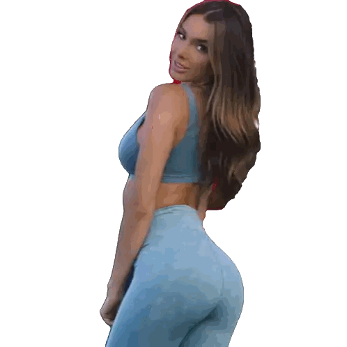 Woman With Arm Tattoo In Blue Top And Leggings Sticker