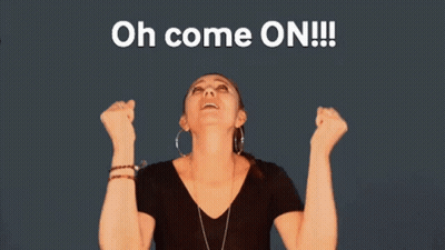 Woman With Arms Up Saying Oh Come On GIF