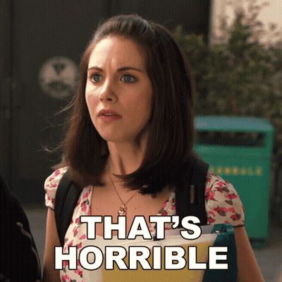 Woman With Backpack Saying That's Horrible GIF