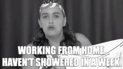Woman With Bandana Working From Home Haven't Showered In A Week GIF