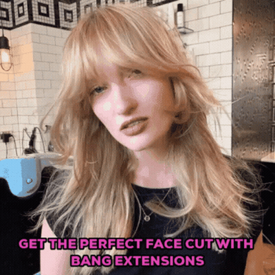 Woman With Bangs Get Perfect Face Cut GIF