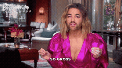 Woman With Beard In Pink Dress Funny Face GIF