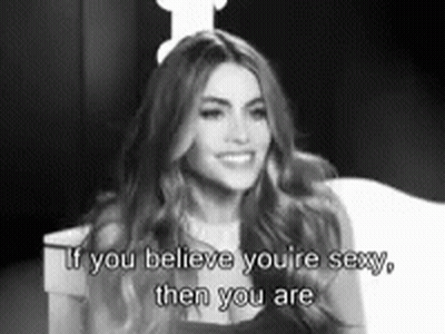 Woman With Believe You're Sexy Text GIF