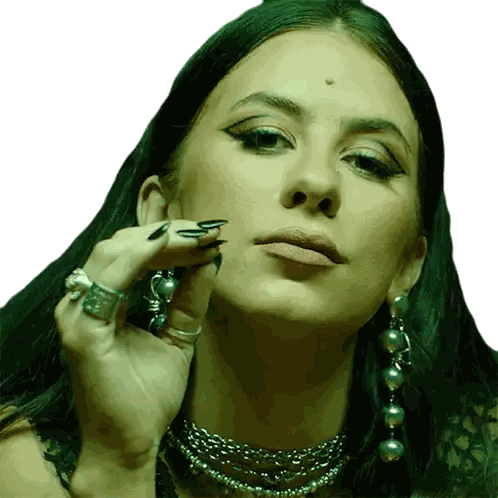 Woman With Black Nails And Ring Sticker