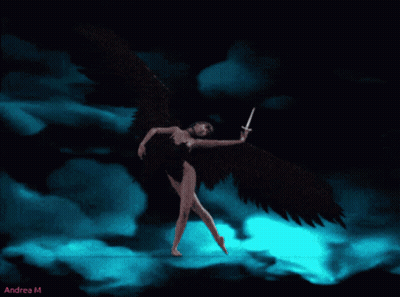 Woman With Black Wings And Sword By Andrea M GIF