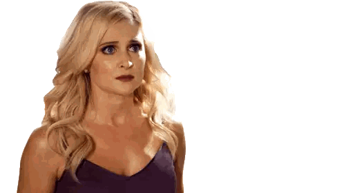 Woman With Blonde Hair And Blue Eyes In Purple Tank Top Sticker