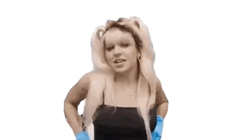 Woman With Blonde Hair And Blue Gloves Sticker