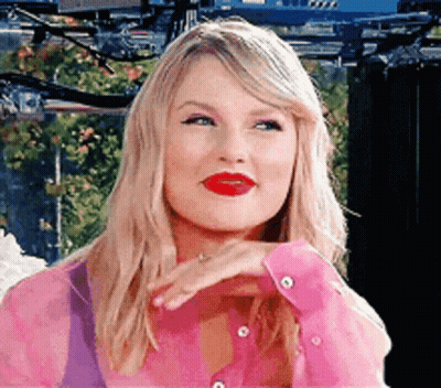Woman With Blonde Hair And Red Lipstick GIF