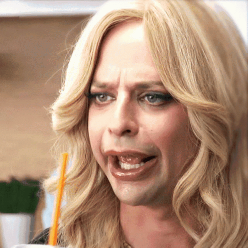 Woman With Blonde Hair And Straw GIF