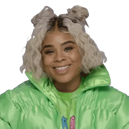 Woman With Blonde Hair In Green Jacket And Shirt Sticker