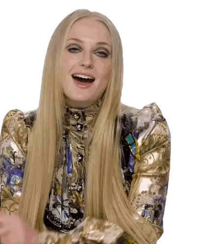 Woman With Blonde Hair In Versace Shirt Sticker