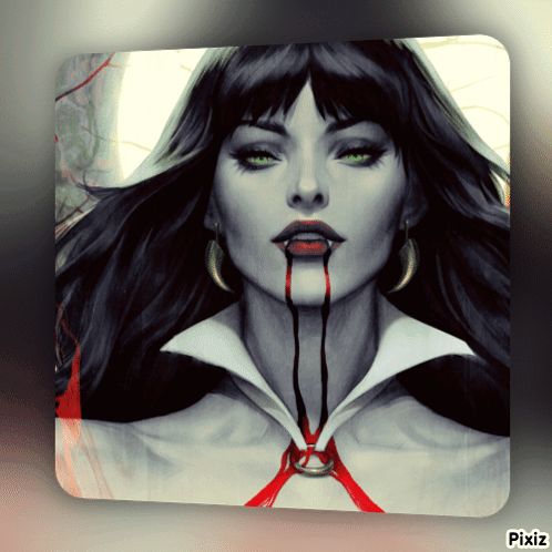 Woman With Blood Dripping From Mouth On Pixiz Page GIF