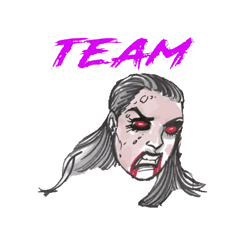 Woman With Blood On Face And Team Sticker