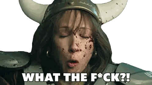 Woman With Blood On Face And Viking Helmet Says What The F * Ck Sticker
