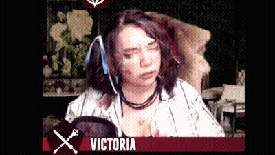 Woman With Blood On Face Beside Microphone Victoria GIF