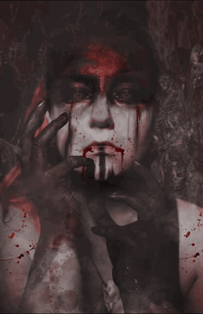 Woman With Blood On Face Holding Hands To Mouth GIF