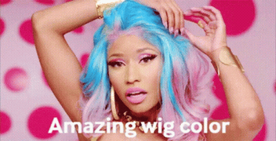 Woman With Blue And Pink Hair Amazing Wig Color GIF
