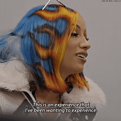 Woman With Blue And Yellow Hair Says This Is An Experience I Have Been Wanting To Experience GIF