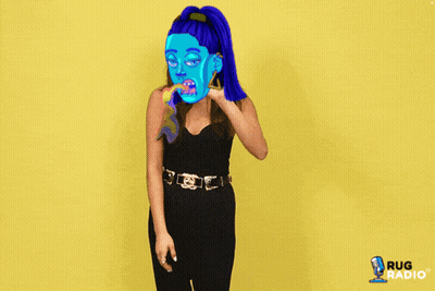 Woman With Blue Face Saying Nope GIF