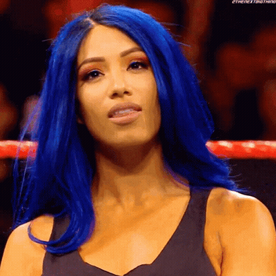 Woman With Blue Hair And Black Shirt GIF